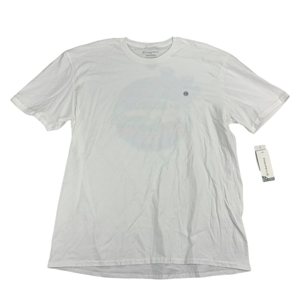 Cubavera Mens Graphic Crewneck Short Sleeve Cotton T-Shirt White L - Picture 2 of 4